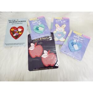 Patch it Up Cottagecore 90s Iron‎ On Embroidered Floral Apple Easter Bunny LOT